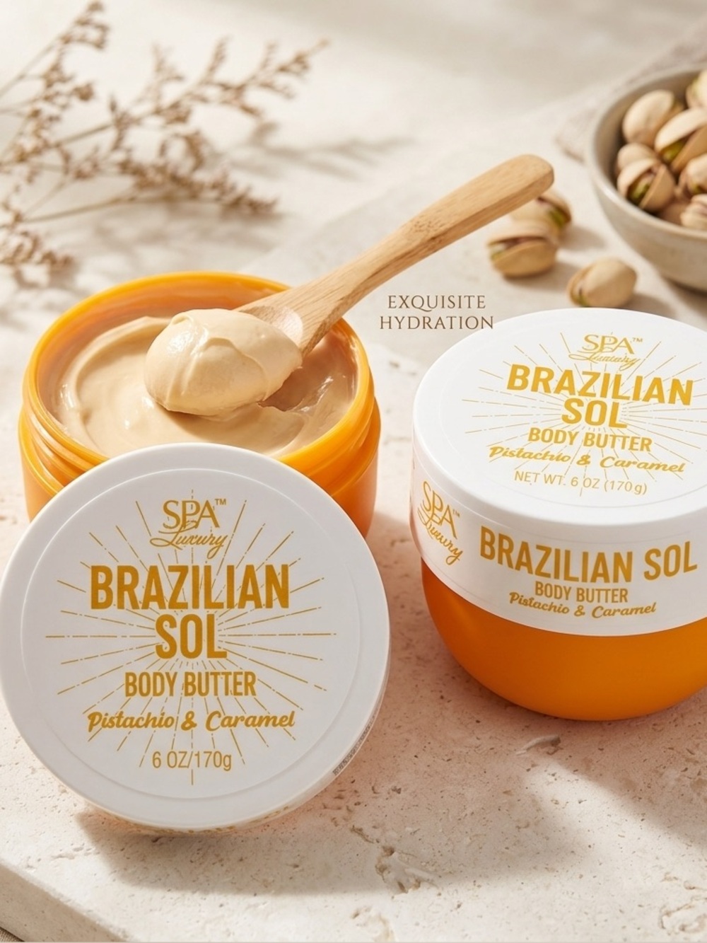 Brazilian Sol Body Butter - Pistachio & Caramel Scent (1 jar - 6 oz)